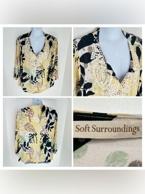 Soft Surroundings Vigne Tunic Abstract Artsy Size 3X Embellished Hippie Rayon